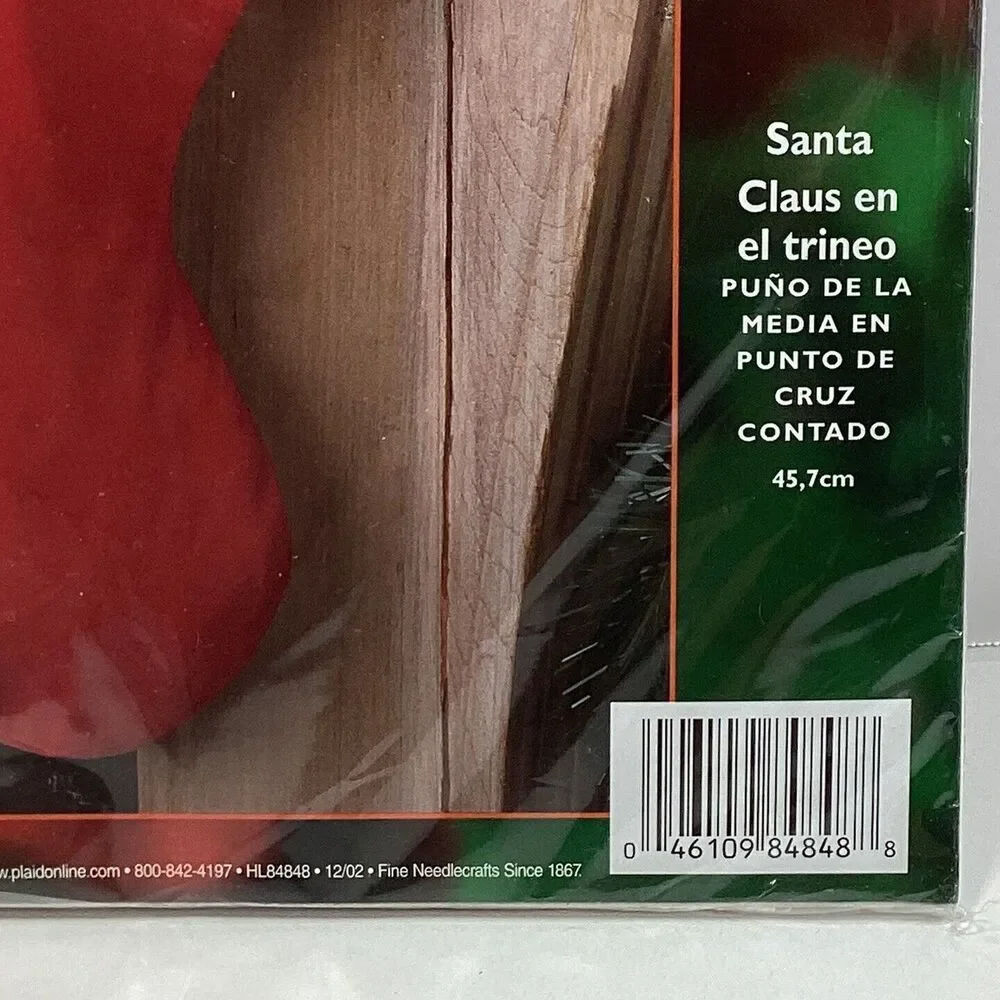 Bucilla Santa On Sleigh Christmas Stocking Kit Cross Stitch 84848 New Sealed 18